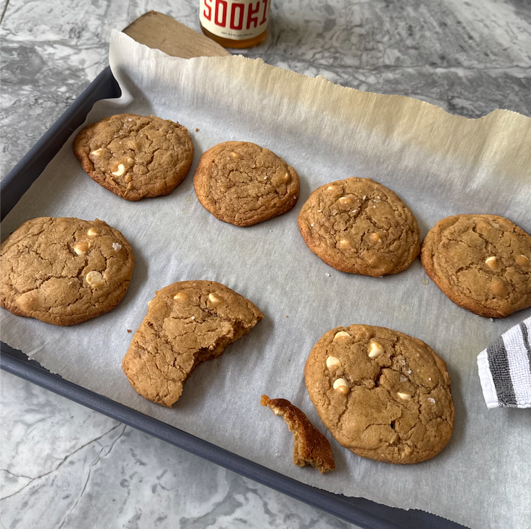 Sesame Oil and White Chocolate Chip Cookies